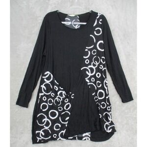 Chalet et Ceci Dress Womens Medium Tunic Mini Dress High Low Pocket Lagenlook